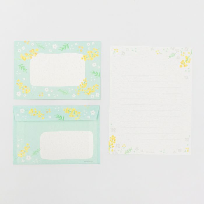 Furukawashiko Today's Letter Set - Mimosas and White Flowers