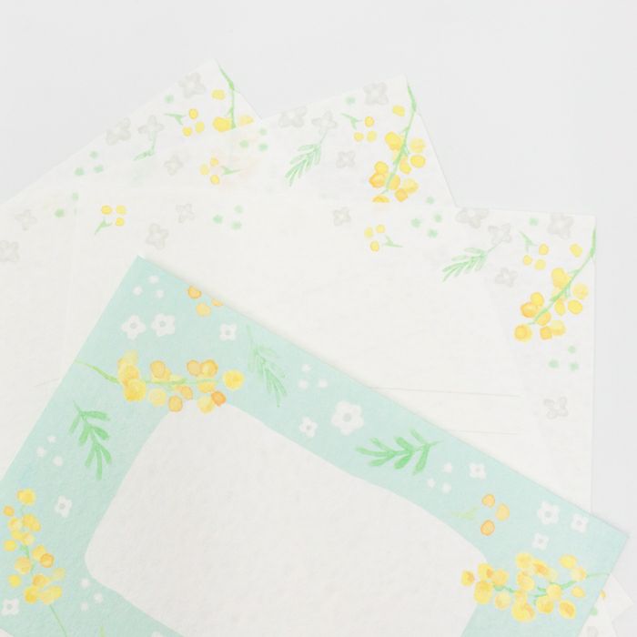 Furukawashiko Today's Letter Set - Mimosas and White Flowers