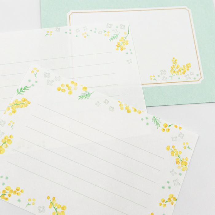 Furukawashiko Mini Horizontal Letter Set - Mimosa and White Flowers