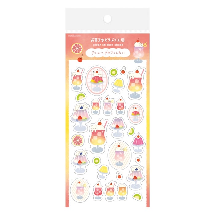 Furukawashiko Clear Sticker Sheet - Animal Sweets Workshop - Soda Cat