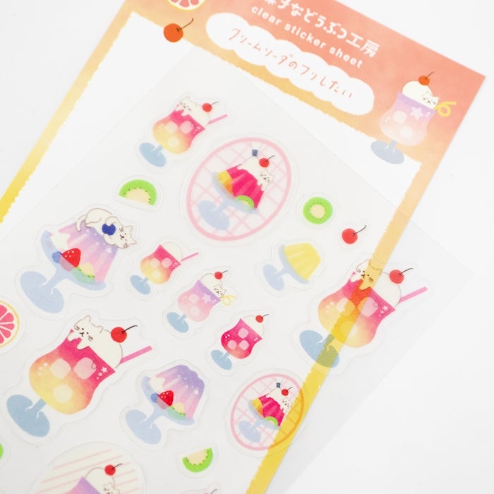 Furukawashiko Clear Sticker Sheet - Animal Sweets Workshop - Soda Cat