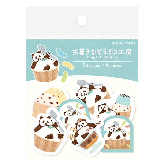 Furukawashiko Sweets Animal Workshop Washi Flake Stickers - Relaxing Panda