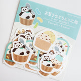 Furukawashiko Sweets Animal Workshop Washi Flake Stickers - Relaxing Panda