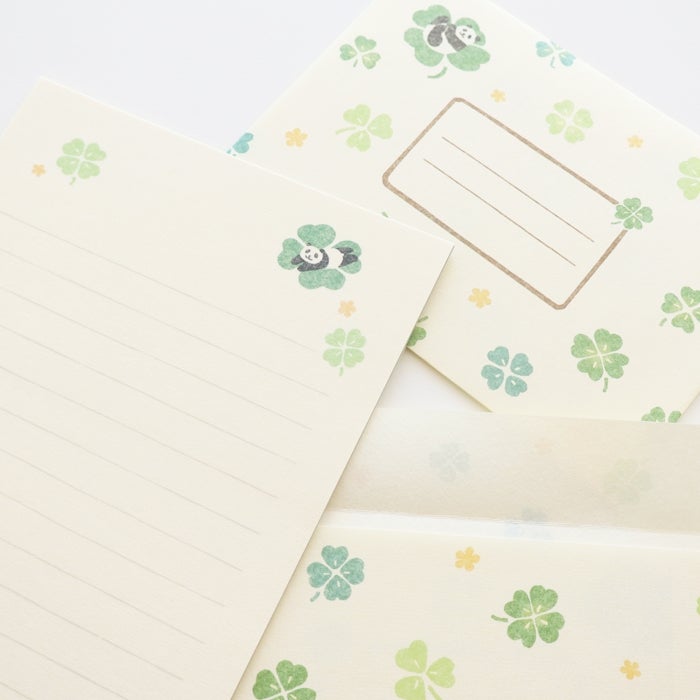 Furukawashiko Stamp Letter Set - Panda and Clover