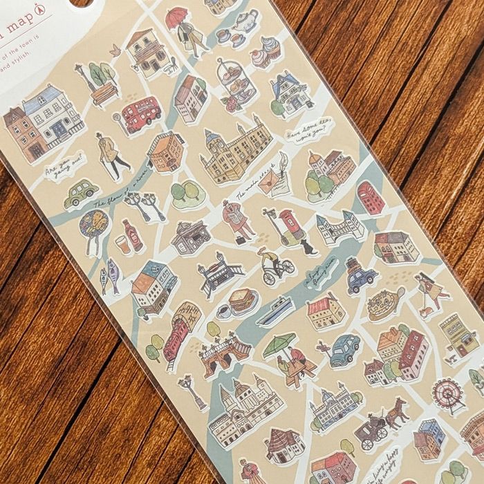 Mind Wave Town Map Stickers - Brown