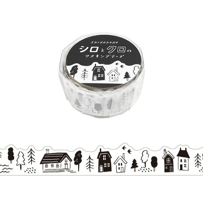 Mind Wave Black and White Die-Cut Washi Tape - Town Life