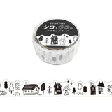 Mind Wave Black and White Die-Cut Washi Tape - Town Life