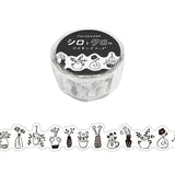 Mind Wave Black and White Die-Cut Washi Tape - Flower Vase