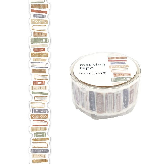 Mind Wave Die-Cut Decoration Masking Tape - Book Brown