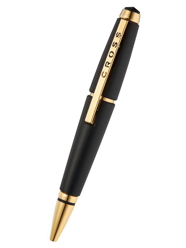 Edge Matte Black Lacquer with Gold PVD Rollerball Pen