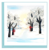 Quilled Snow Covered Trees Greeting Card