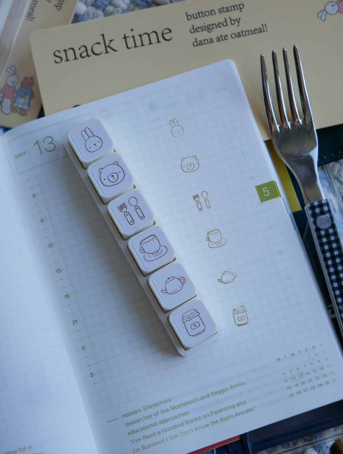 dana ate oatmeal! Snack time button stamp