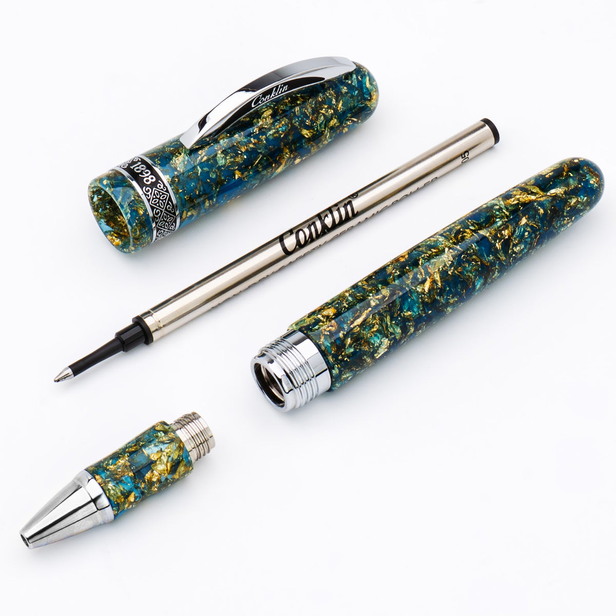 Conklin 1898 Solaris Rollerball Pen - Blue w/ Chrome Trim