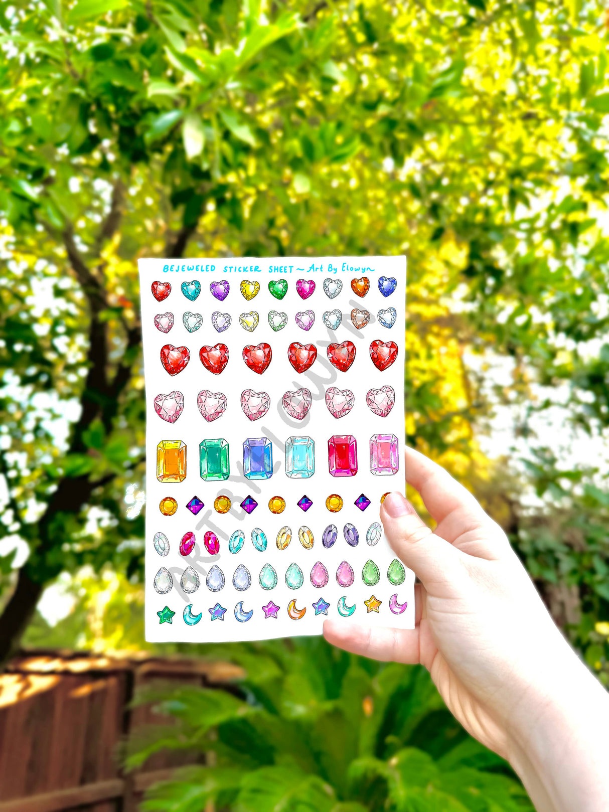 Art By Elowyn Bejeweled Rhinestones - 5" x 7" Stickers Sheet