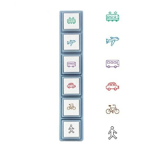 Kodomo No Kao Pochitto Pick Detachable Push Button Stamp Set - Vehicles