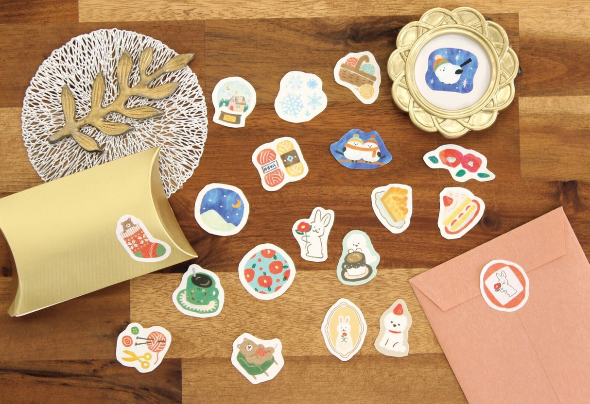 Furukawashiko Flake Stickers - Knitting Bear