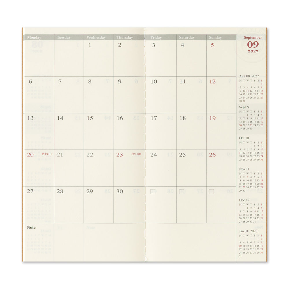 Traveler's 2027 Monthly Diary - Regular Size