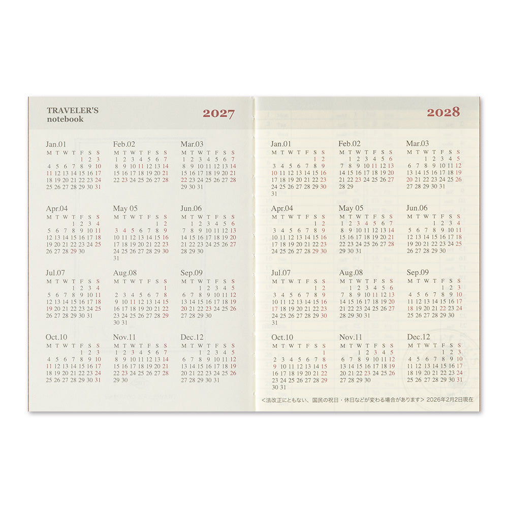 Traveler's 2027 Weekly Diary - Passport Size