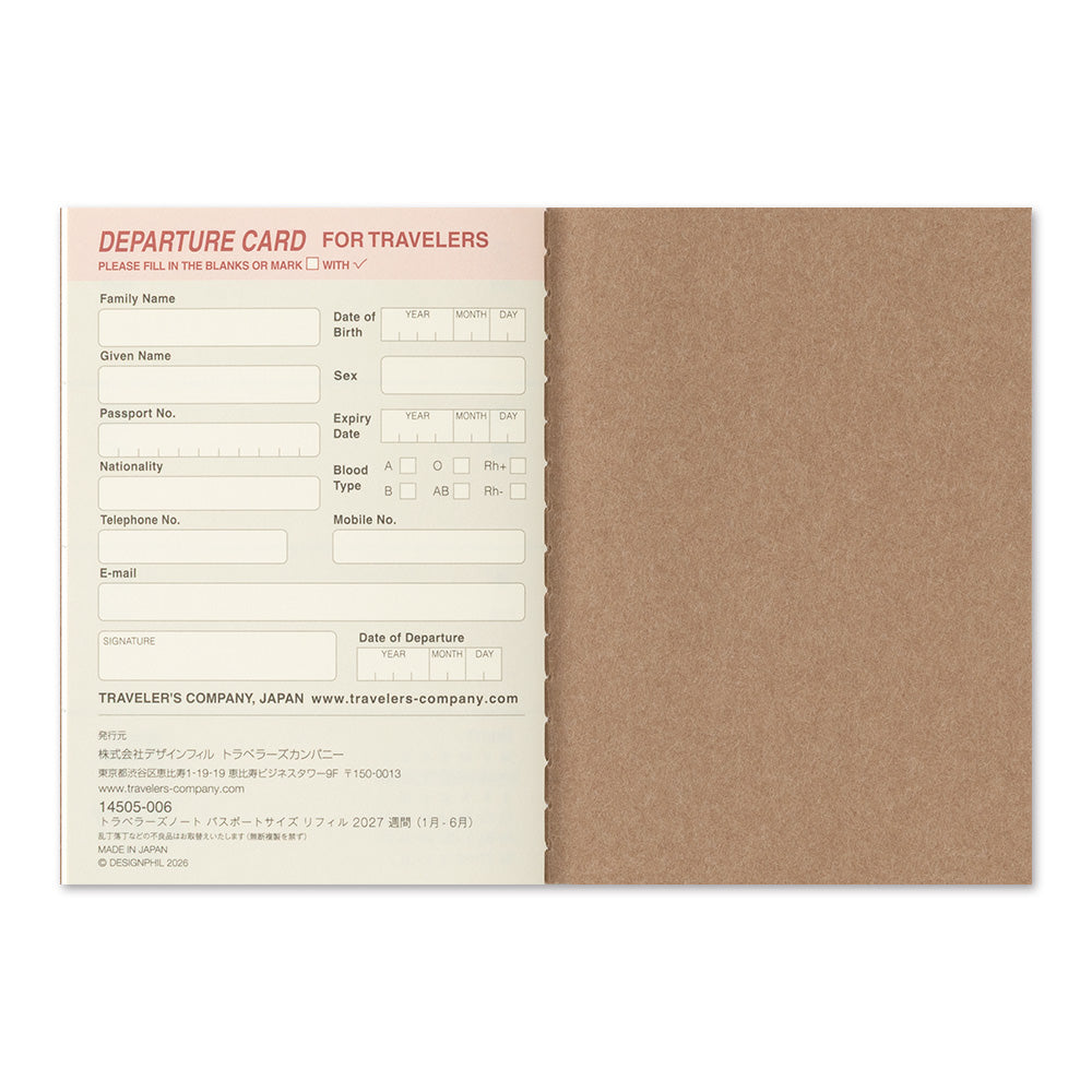 Traveler's 2027 Weekly Diary - Passport Size