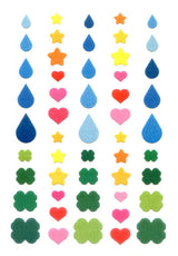 Okuyama & Co Paper Stickers - URR Water Droplets, Clovers, Stars, & Hearts
