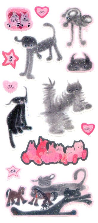 Okuyama & Co Stickers - UOU CUTE Sparkly Cats