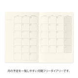 Midori Yuru Log Notebook B6 - Free Diary Monthly (18 Months)