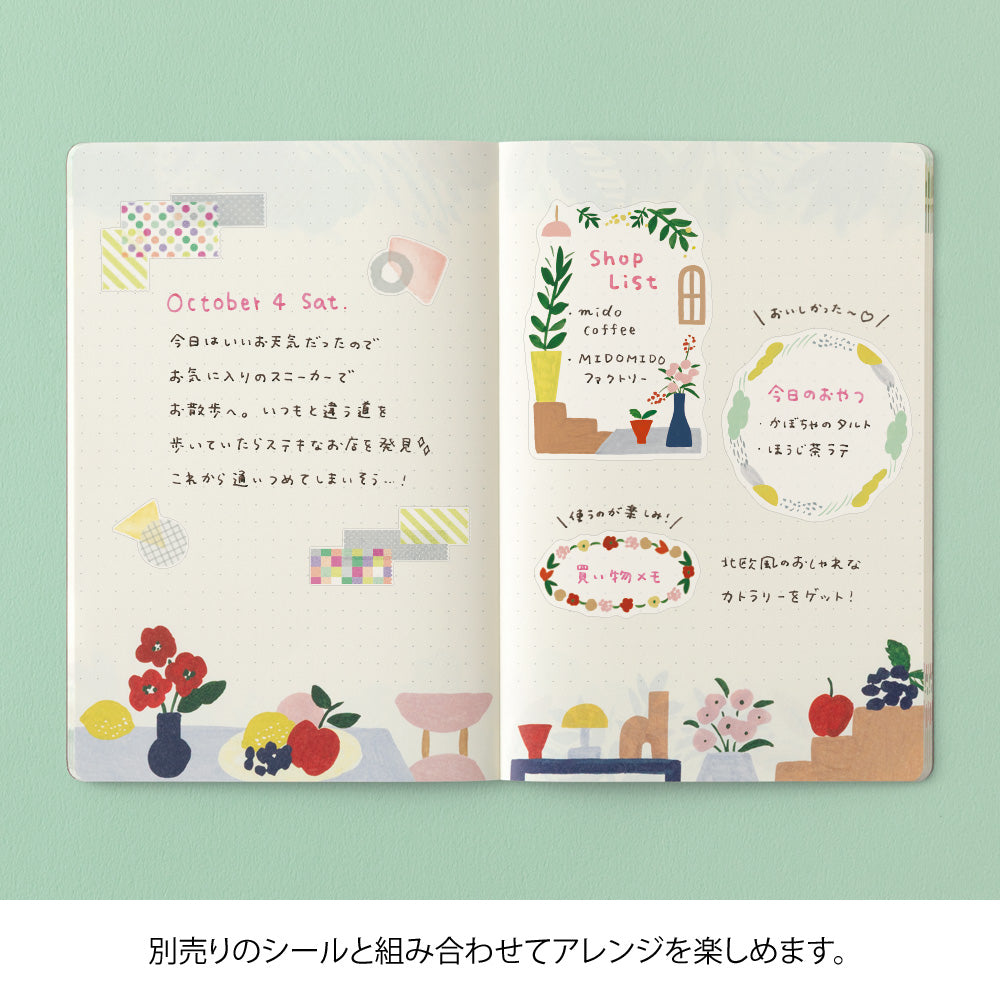 Midori Yuru Log Notebook B6 - Motif Textile