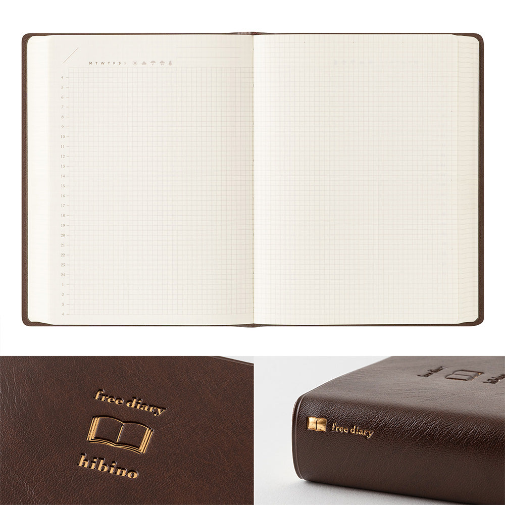Midori Hibino Free Diary - A6 - Brown