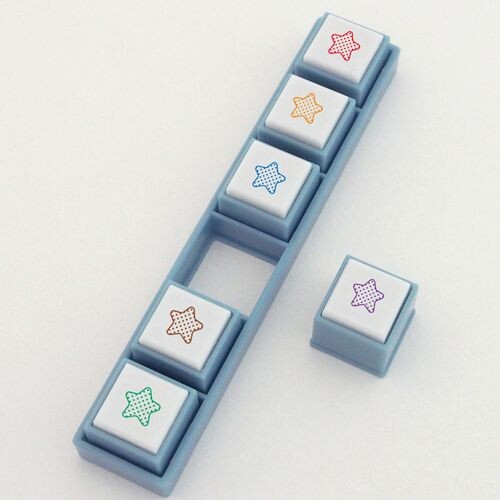 Kodomo No Kao Pochitto Pick Detachable Push Button Stamp Set - Colorful Stars