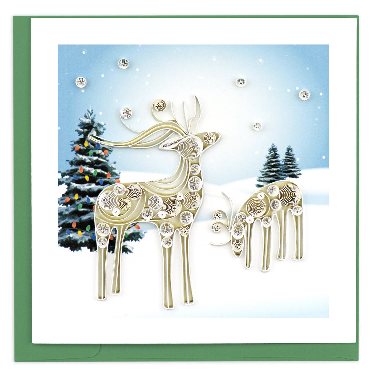 Quilled Snowy Reindeer Greeting Card