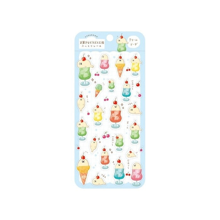 Furukawashiko Sweets Animal Workshop Plump Sticker Sheet - Cream Soda