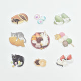 Papier Platz Natsunoka Flake Stickers - Cats and Japanese Sweets