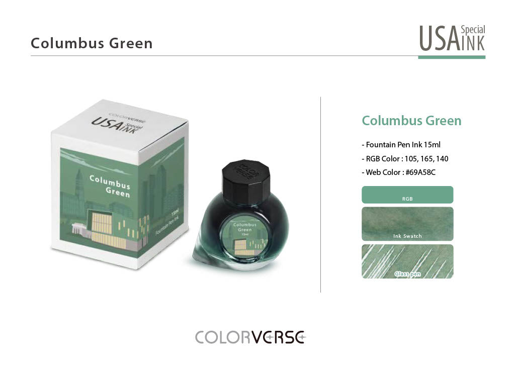 Colorverse USA Columbus Green (Ohio) - 15ml Bottled Ink