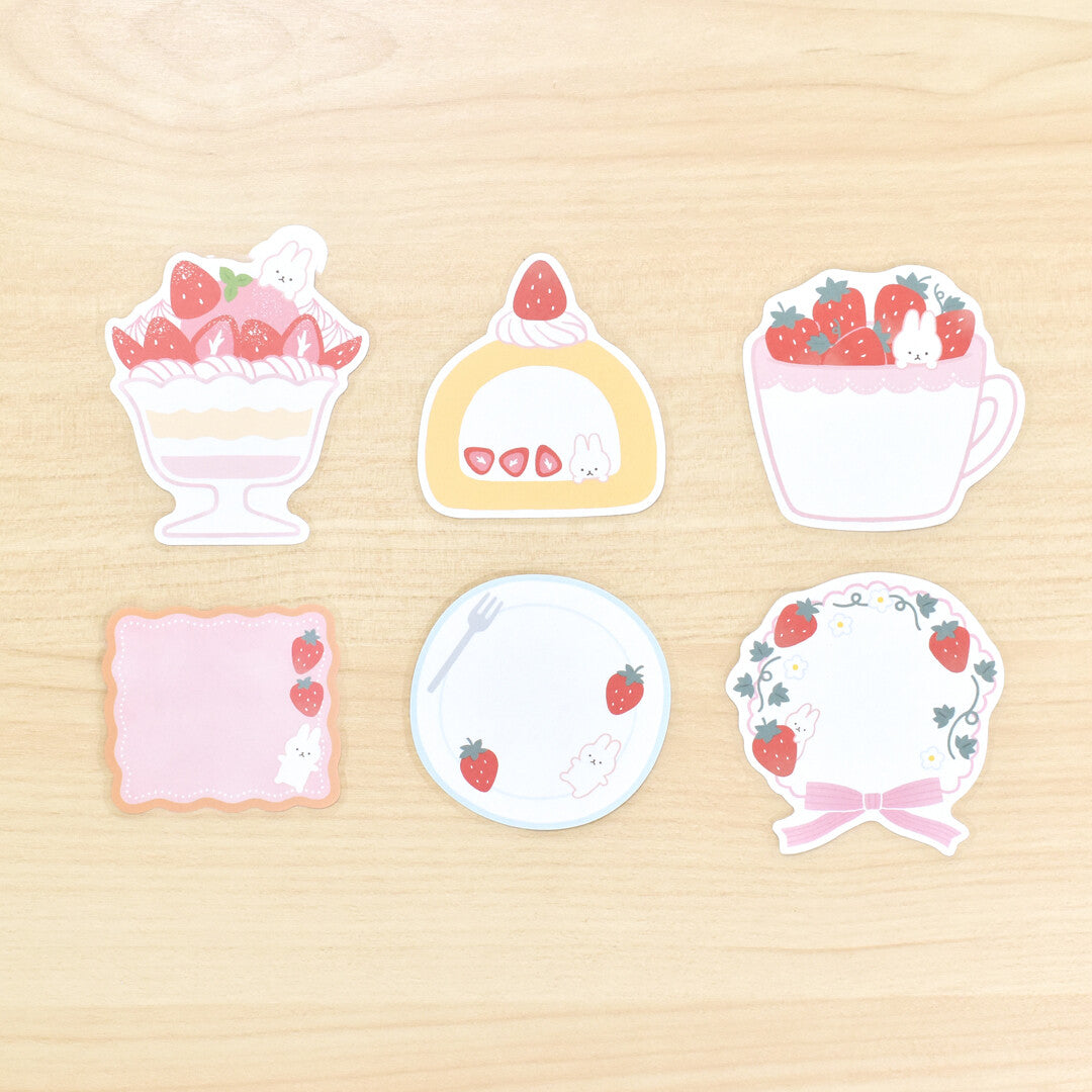 Papier Platz Flake Sticky Notes - Rabbit Strawberry Sweets