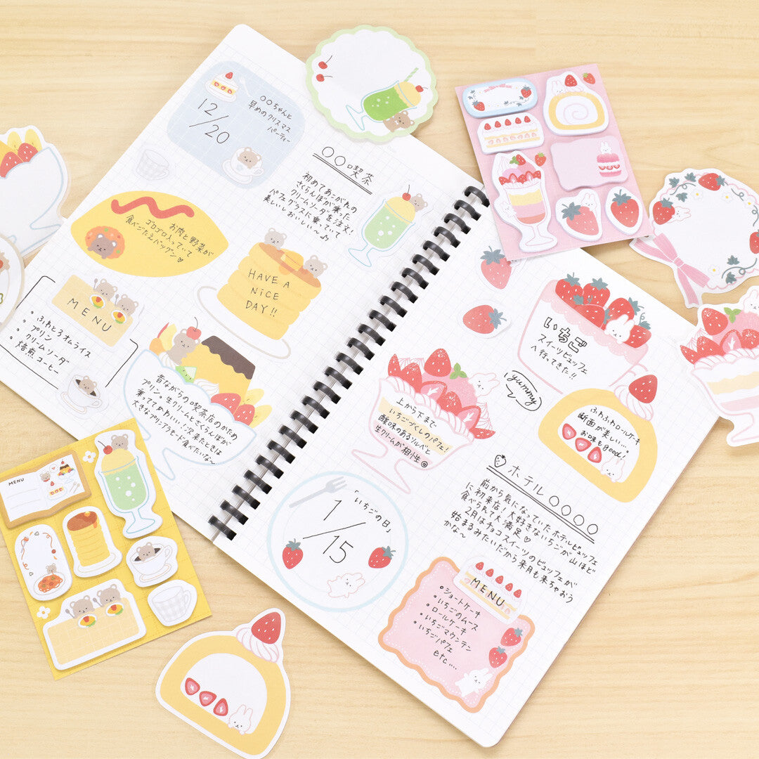 Papier Platz Flake Sticky Notes - Rabbit Strawberry Sweets