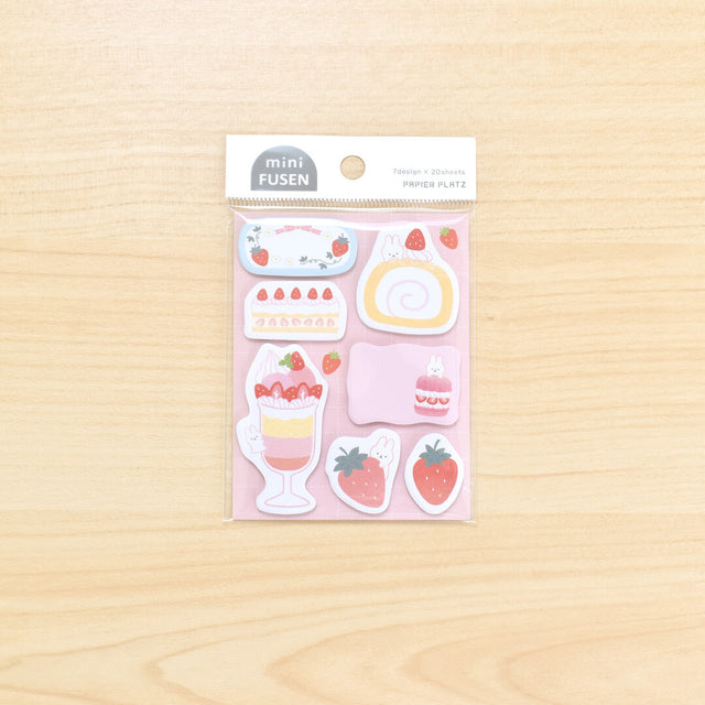 Papier Platz Flake Mini Sticky Notes - Rabbit Strawberry Sweets