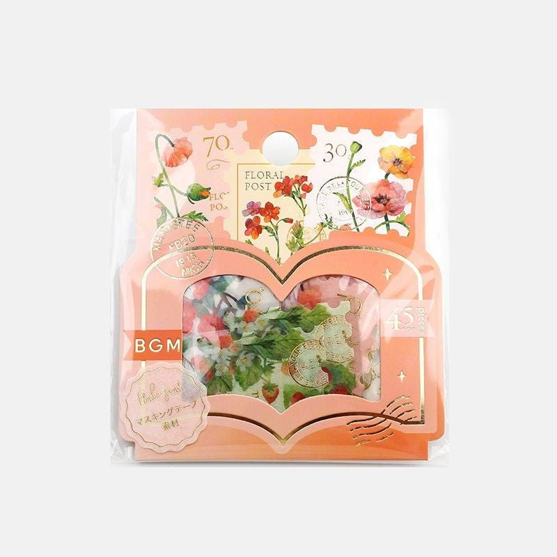 BGM Flake Stickers - Post Office/Botanical Encyclopedia - Red