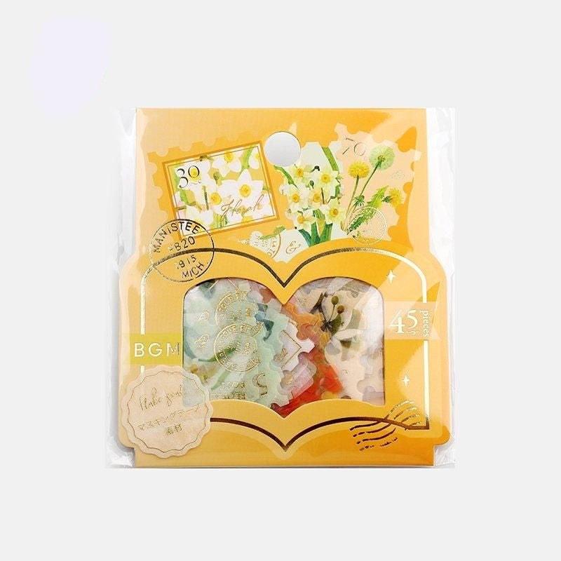 BGM Flake Stickers - Post Office/Botanical Encyclopedia - Yellow