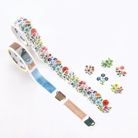 Bande Washi Tape Sticker Rolls - Set of 2 - kalo - Flower Garden