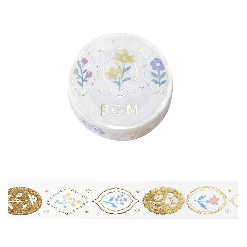 BGM Washi Tape - Flower & Grass Handerchief - Flower Brooch