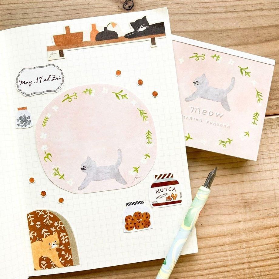 Hyogensha Cozyca Mariko Fukuoka Memo Pad - Meow