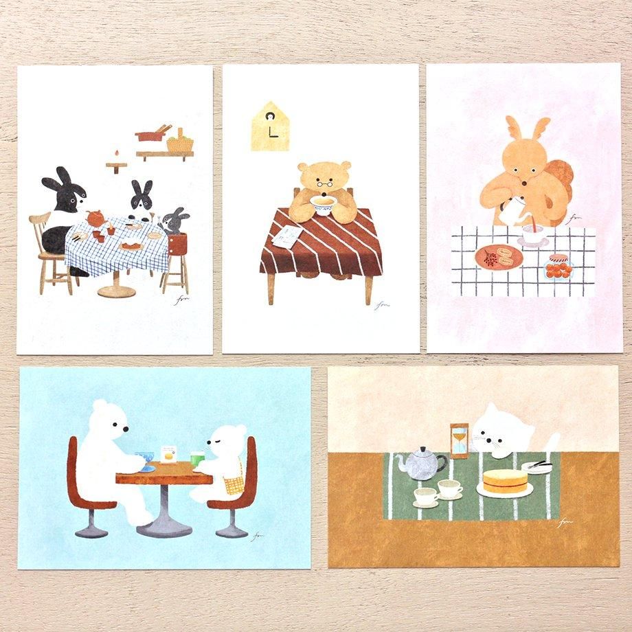 Hyogensha Cozyca Mariko Fukuoka Postcards - Tea Time