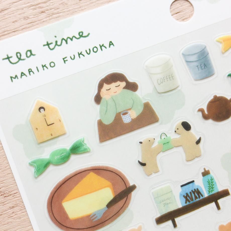 Hyogensha Cozyca Mariko Fukuoka Sticker Sheet - Tea Time
