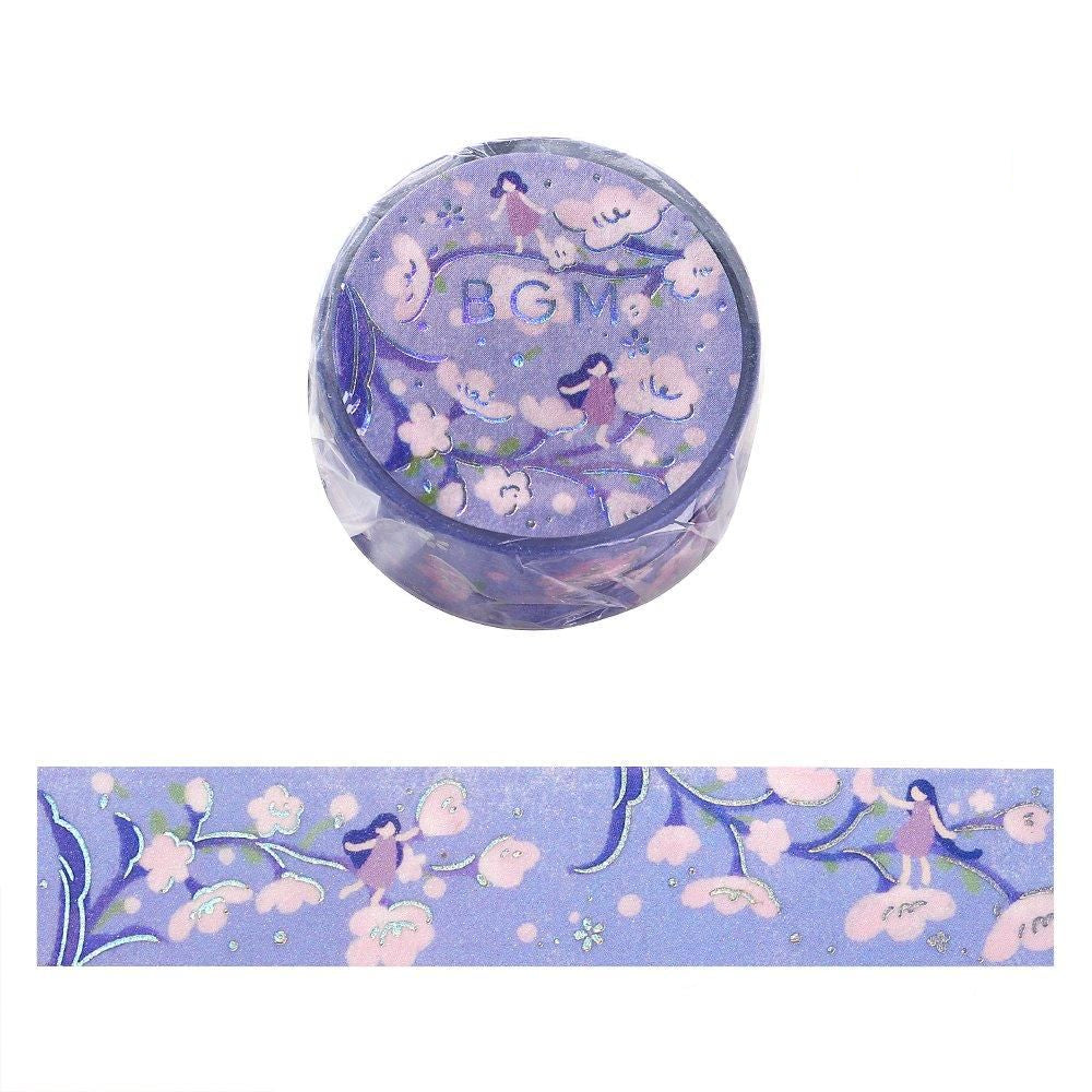 BGM Washi Tape - Foil Stamping - Flower Story - Light Purple