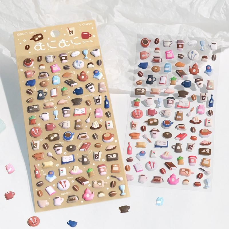 BGM Muni Muni Puffy Planner Sticker Sheet - Café