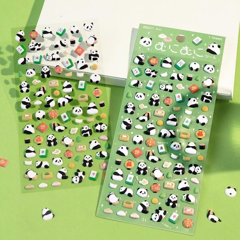 BGM Muni Muni Puffy Planner Sticker Sheet - Panda