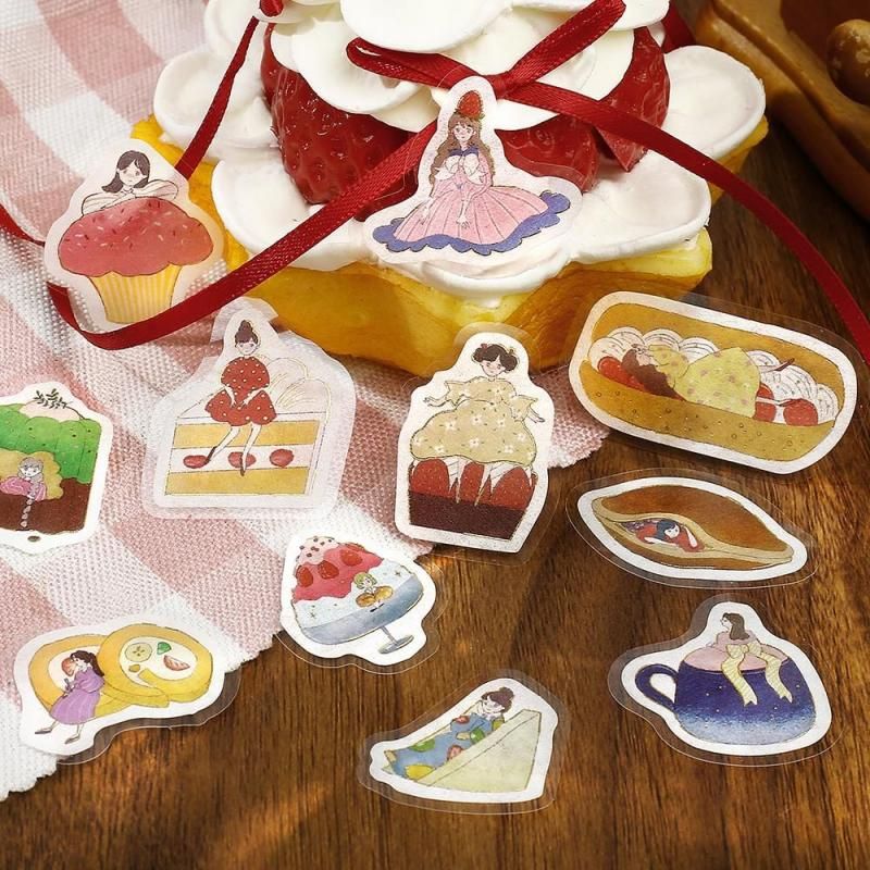 BGM Planner Sticker Flakes - A Girl and a Coffee Shop - Strawberry