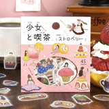 BGM Planner Sticker Flakes - A Girl and a Coffee Shop - Strawberry