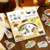 BGM Planner Sticker Flakes - A Girl and a Coffee Shop - Chocolate Milk