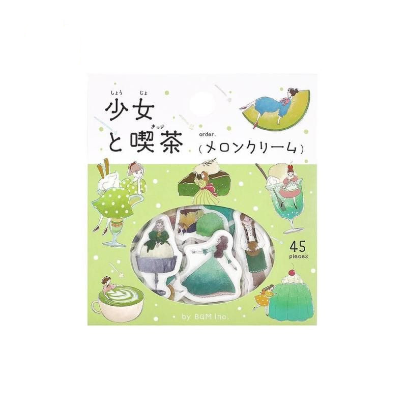 BGM Planner Sticker Flakes - A Girl and a Coffee Shop - Melon Cream